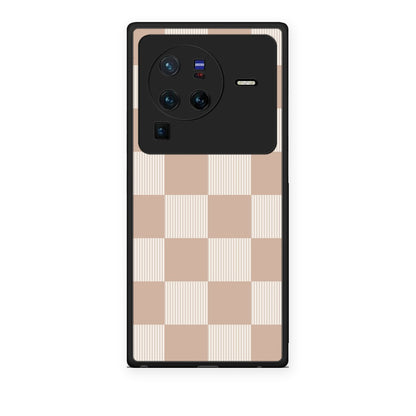 Θήκη Vivo X80 Pro 5G Latte and Cream Striped Checks από τη Smartfits με σχέδιο στο πίσω μέρος και μαύρο περίβλημα | Vivo X80 Pro 5G Latte and Cream Striped Checks case with colorful back and black bezels