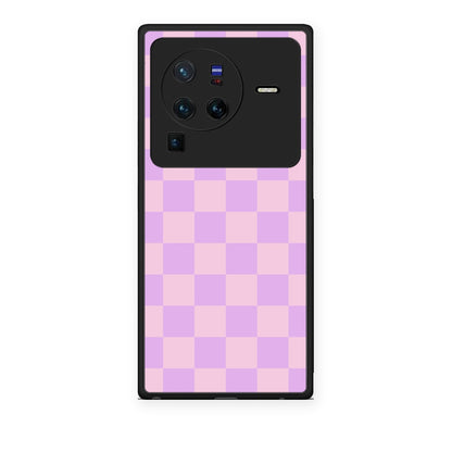 Θήκη Vivo X80 Pro 5G Lavender and Pink Checkerboard από τη Smartfits με σχέδιο στο πίσω μέρος και μαύρο περίβλημα | Vivo X80 Pro 5G Lavender and Pink Checkerboard case with colorful back and black bezels