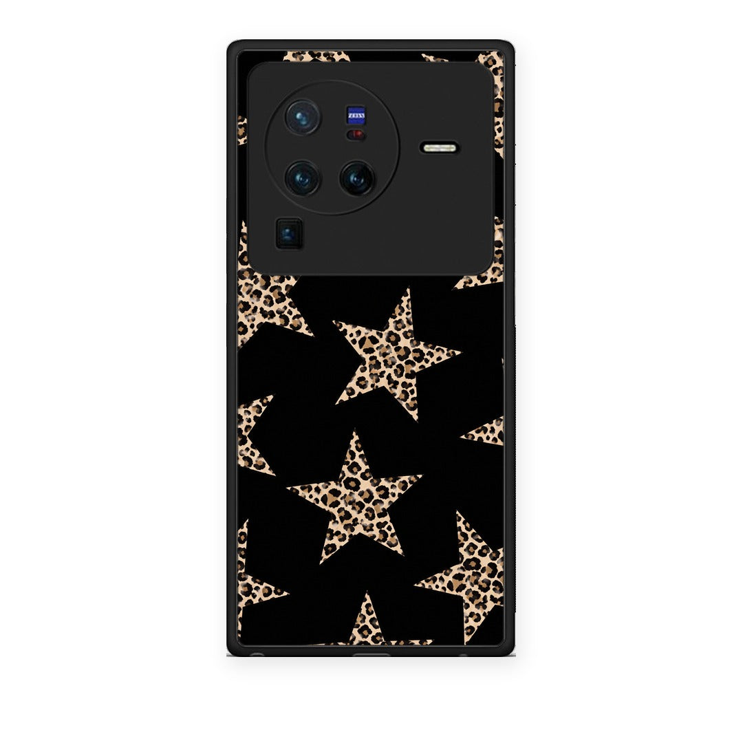 Θήκη Vivo X80 Pro 5G Leopard Stars on Black από τη Smartfits με σχέδιο στο πίσω μέρος και μαύρο περίβλημα | Vivo X80 Pro 5G Leopard Stars on Black case with colorful back and black bezels