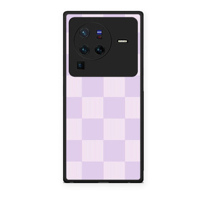 Θήκη Vivo X80 Pro 5G Lilac and Cream Striped Checks από τη Smartfits με σχέδιο στο πίσω μέρος και μαύρο περίβλημα | Vivo X80 Pro 5G Lilac and Cream Striped Checks case with colorful back and black bezels