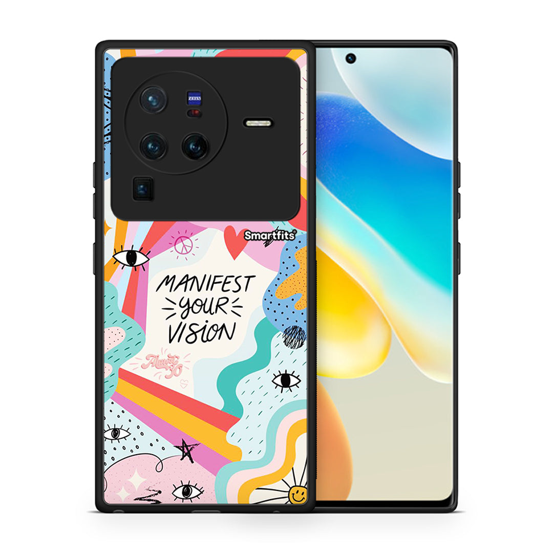 Θήκη Vivo X80 Pro 5G Manifest Your Vision από τη Smartfits με σχέδιο στο πίσω μέρος και μαύρο περίβλημα | Vivo X80 Pro 5G Manifest Your Vision case with colorful back and black bezels