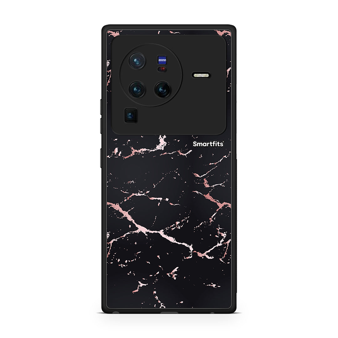 4 - Vivo X80 Pro 5G Black Rosegold Marble case, cover, bumper