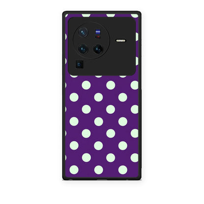 Θήκη Vivo X80 Pro 5G Mint Polka Dots on Purple από τη Smartfits με σχέδιο στο πίσω μέρος και μαύρο περίβλημα | Vivo X80 Pro 5G Mint Polka Dots on Purple case with colorful back and black bezels