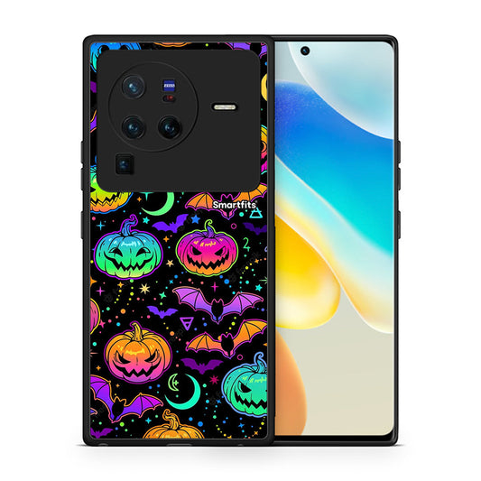 Θήκη Vivo X80 Pro 5G Neon Halloween από τη Smartfits με σχέδιο στο πίσω μέρος και μαύρο περίβλημα | Vivo X80 Pro 5G Neon Halloween case with colorful back and black bezels