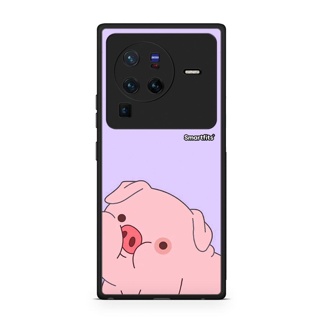 Vivo X80 Pro 5G Pig Love 2 Θήκη Αγίου Βαλεντίνου από τη Smartfits με σχέδιο στο πίσω μέρος και μαύρο περίβλημα | Smartphone case with colorful back and black bezels by Smartfits