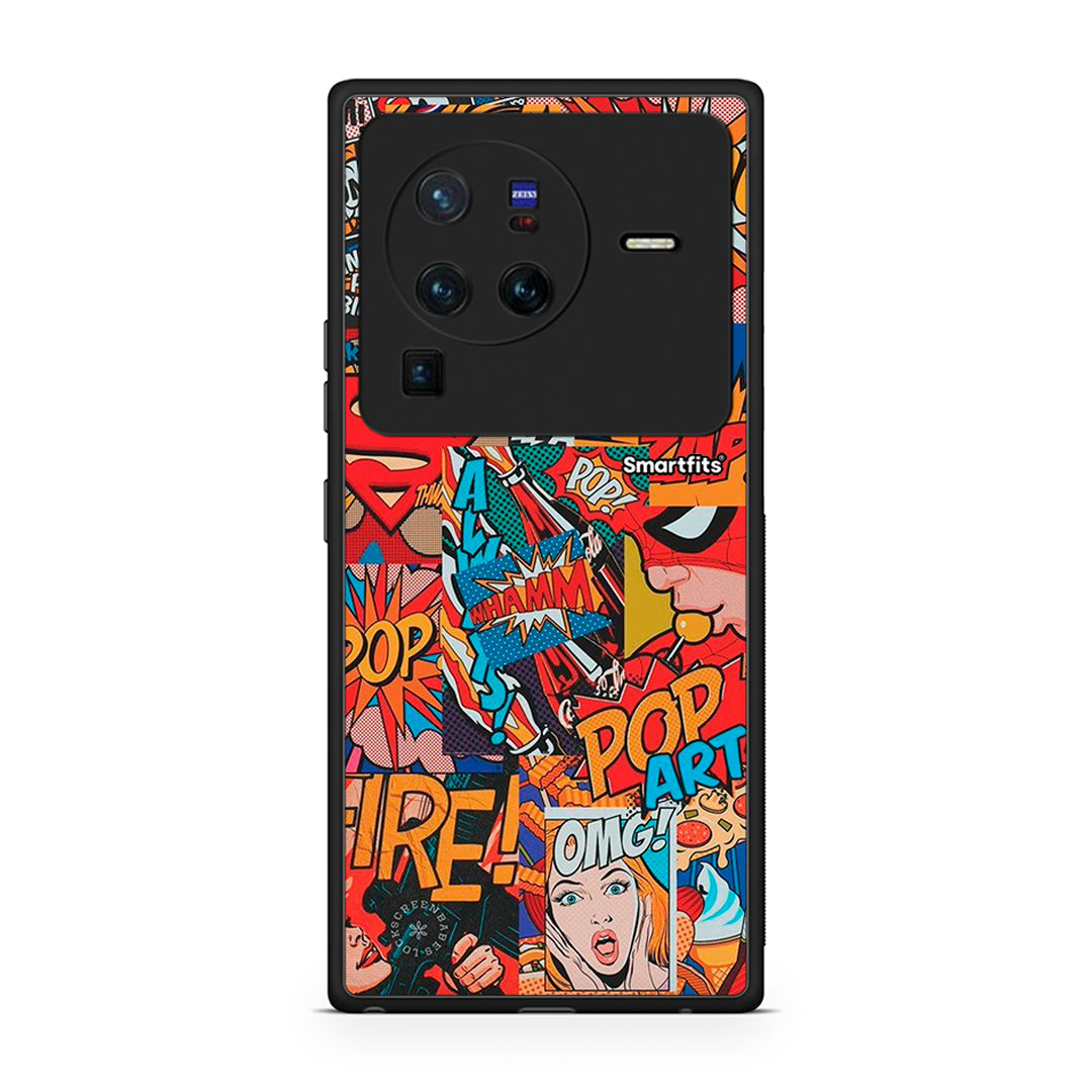 Vivo X80 Pro 5G PopArt OMG θήκη από τη Smartfits με σχέδιο στο πίσω μέρος και μαύρο περίβλημα | Smartphone case with colorful back and black bezels by Smartfits