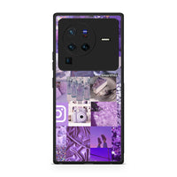 Thumbnail for Vivo X80 Pro 5G Purple Aesthetic Collage θήκη από τη Smartfits με σχέδιο στο πίσω μέρος και μαύρο περίβλημα | Smartphone case with colorful back and black bezels by Smartfits