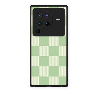Θήκη Vivo X80 Pro 5G Sage and Cream Striped Checks από τη Smartfits με σχέδιο στο πίσω μέρος και μαύρο περίβλημα | Vivo X80 Pro 5G Sage and Cream Striped Checks case with colorful back and black bezels