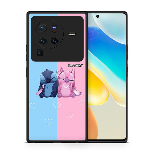 Θήκη Vivo X80 Pro 5G Stitch And Angel από τη Smartfits με σχέδιο στο πίσω μέρος και μαύρο περίβλημα | Vivo X80 Pro 5G Stitch And Angel case with colorful back and black bezels