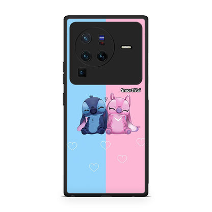 Vivo X80 Pro 5G Stitch And Angel θήκη από τη Smartfits με σχέδιο στο πίσω μέρος και μαύρο περίβλημα | Smartphone case with colorful back and black bezels by Smartfits