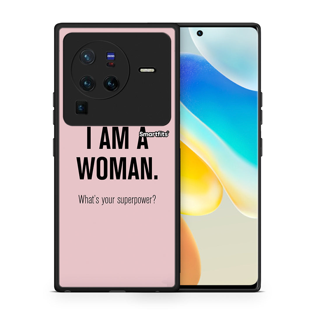 Θήκη Vivo X80 Pro 5G Superpower Woman από τη Smartfits με σχέδιο στο πίσω μέρος και μαύρο περίβλημα | Vivo X80 Pro 5G Superpower Woman case with colorful back and black bezels