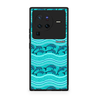 Vivo X80 Pro 5G Swimming Dolphins θήκη από τη Smartfits με σχέδιο στο πίσω μέρος και μαύρο περίβλημα | Smartphone case with colorful back and black bezels by Smartfits