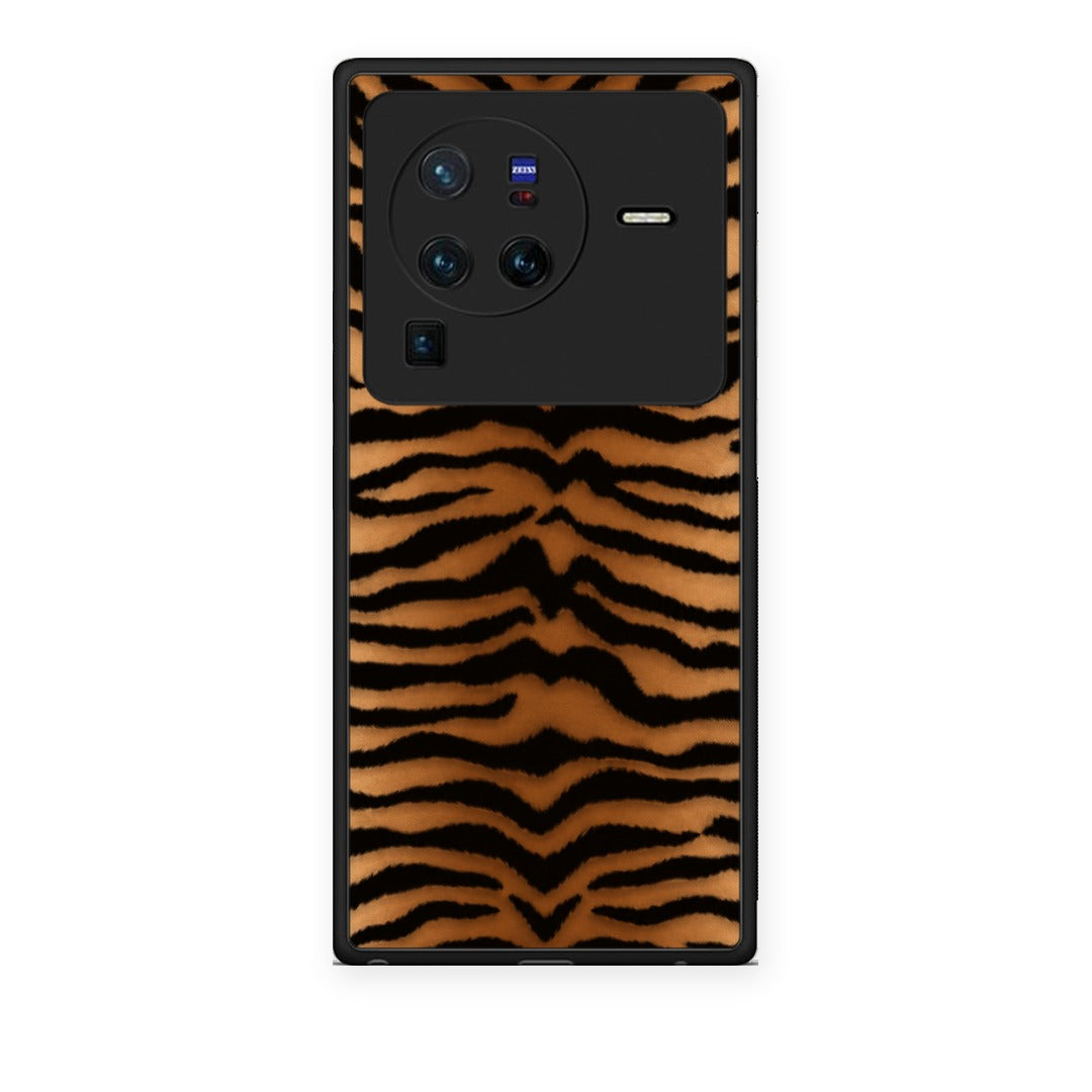 Θήκη Vivo X80 Pro 5G Tiger Print Orange and Black από τη Smartfits με σχέδιο στο πίσω μέρος και μαύρο περίβλημα | Vivo X80 Pro 5G Tiger Print Orange and Black case with colorful back and black bezels