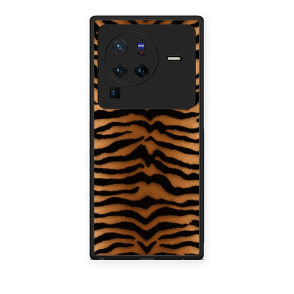 Θήκη Vivo X80 Pro 5G Tiger Print Orange and Black από τη Smartfits με σχέδιο στο πίσω μέρος και μαύρο περίβλημα | Vivo X80 Pro 5G Tiger Print Orange and Black case with colorful back and black bezels