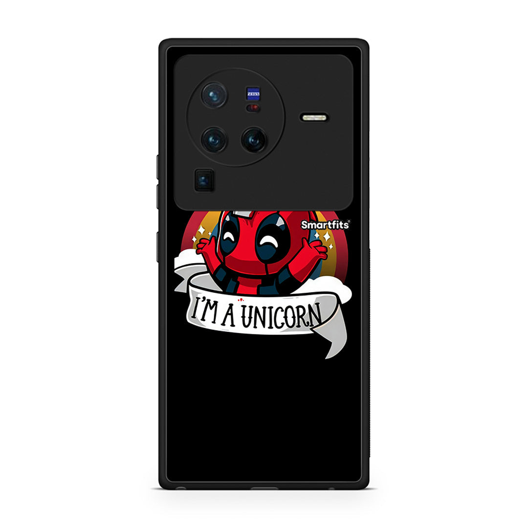 Vivo X80 Pro 5G Unicorn Deadpool θήκη από τη Smartfits με σχέδιο στο πίσω μέρος και μαύρο περίβλημα | Smartphone case with colorful back and black bezels by Smartfits