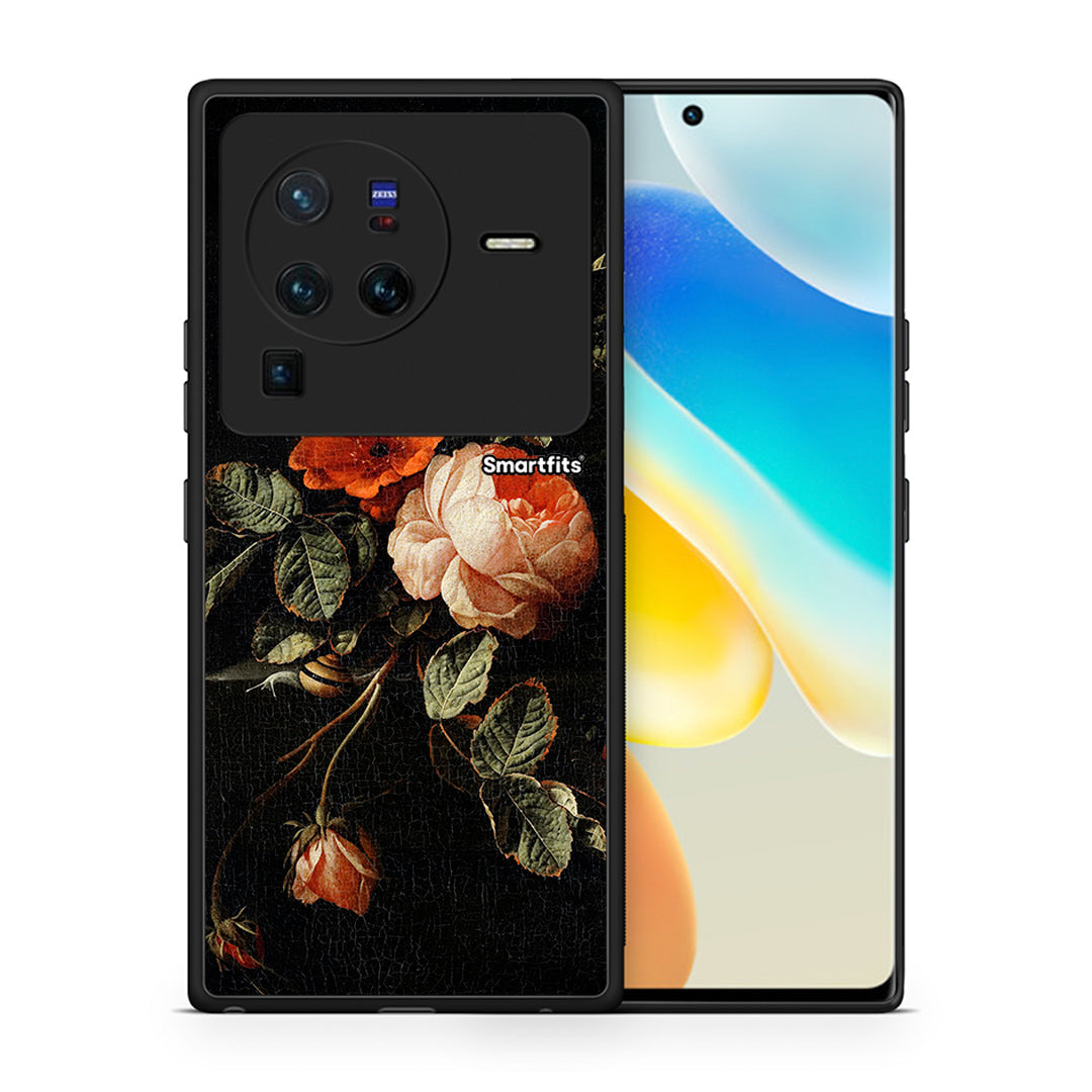 Θήκη Vivo X80 Pro 5G Vintage Roses από τη Smartfits με σχέδιο στο πίσω μέρος και μαύρο περίβλημα | Vivo X80 Pro 5G Vintage Roses case with colorful back and black bezels