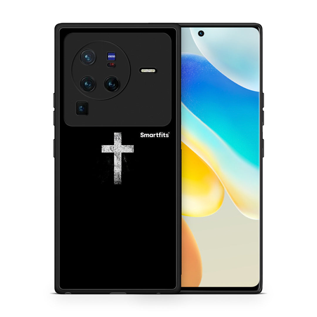 Θήκη Vivo X80 Pro 5G White Cross από τη Smartfits με σχέδιο στο πίσω μέρος και μαύρο περίβλημα | Vivo X80 Pro 5G White Cross case with colorful back and black bezels