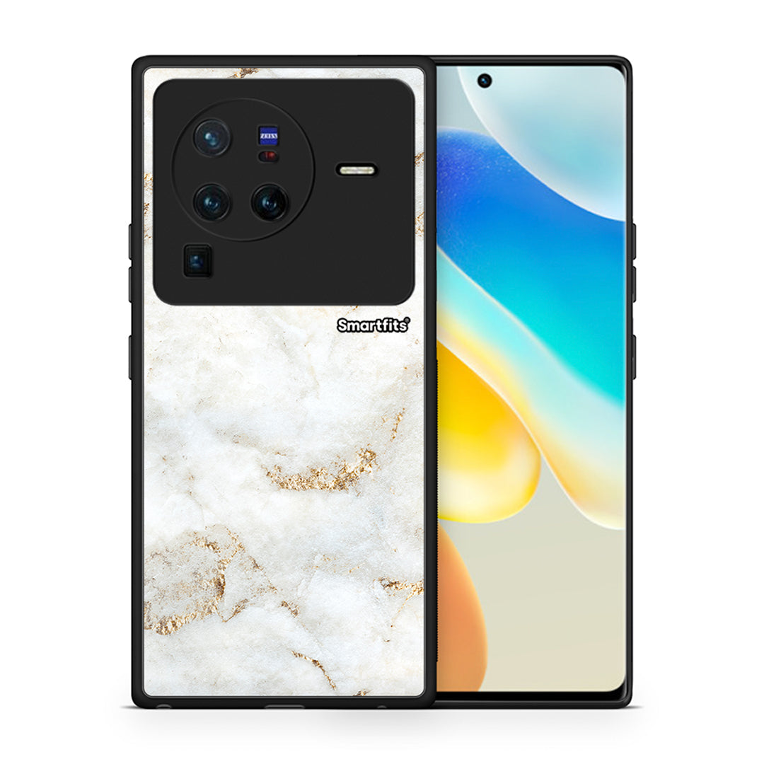 Θήκη Vivo X80 Pro 5G White Gold Marble από τη Smartfits με σχέδιο στο πίσω μέρος και μαύρο περίβλημα | Vivo X80 Pro 5G White Gold Marble case with colorful back and black bezels