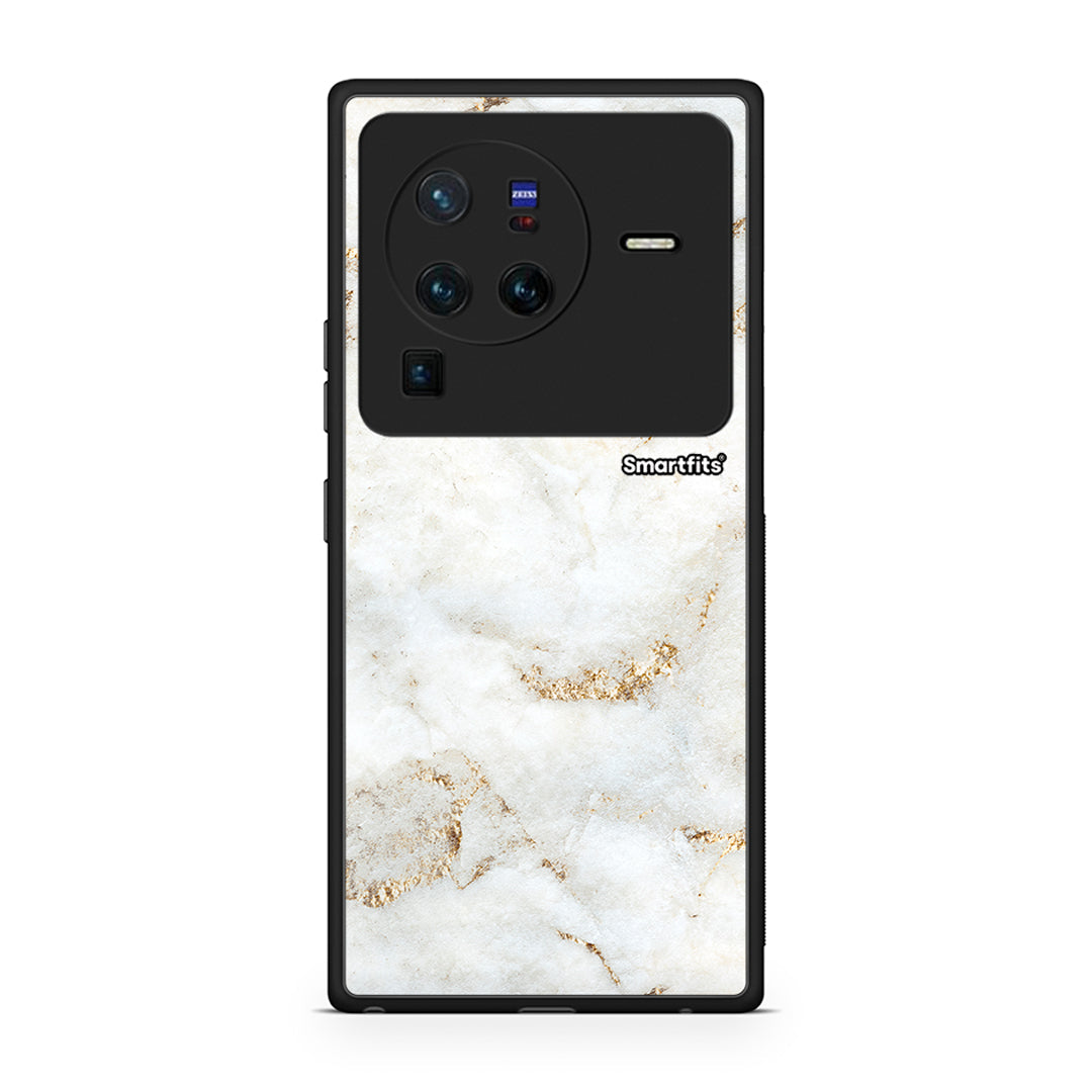 Vivo X80 Pro 5G White Gold Marble θήκη από τη Smartfits με σχέδιο στο πίσω μέρος και μαύρο περίβλημα | Smartphone case with colorful back and black bezels by Smartfits