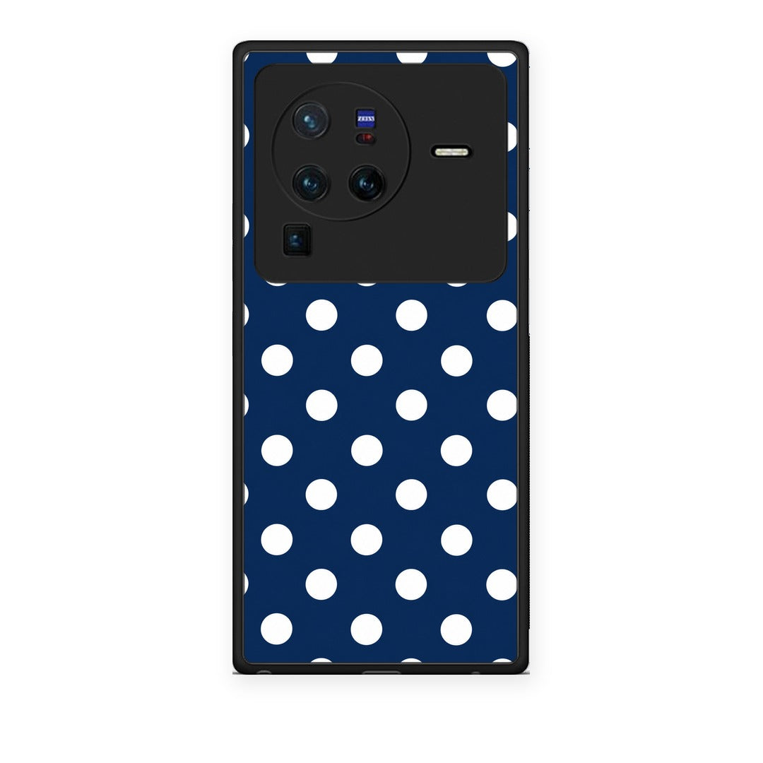 Θήκη Vivo X80 Pro 5G White Large Polka Dots on Navy από τη Smartfits με σχέδιο στο πίσω μέρος και μαύρο περίβλημα | Vivo X80 Pro 5G White Large Polka Dots on Navy case with colorful back and black bezels