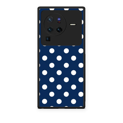 Θήκη Vivo X80 Pro 5G White Large Polka Dots on Navy από τη Smartfits με σχέδιο στο πίσω μέρος και μαύρο περίβλημα | Vivo X80 Pro 5G White Large Polka Dots on Navy case with colorful back and black bezels