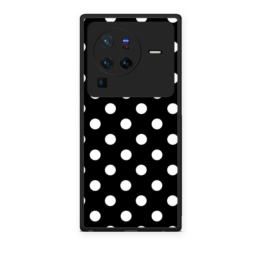 Θήκη Vivo X80 Pro 5G White Polka Dots on Black από τη Smartfits με σχέδιο στο πίσω μέρος και μαύρο περίβλημα | Vivo X80 Pro 5G White Polka Dots on Black case with colorful back and black bezels