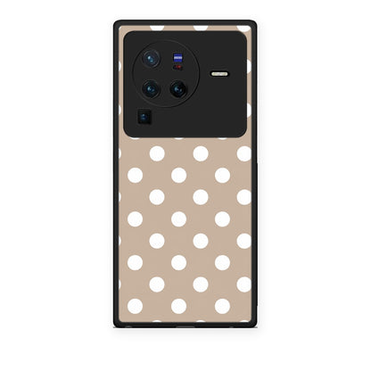 Θήκη Vivo X80 Pro 5G White Polka Dots on Taupe από τη Smartfits με σχέδιο στο πίσω μέρος και μαύρο περίβλημα | Vivo X80 Pro 5G White Polka Dots on Taupe case with colorful back and black bezels