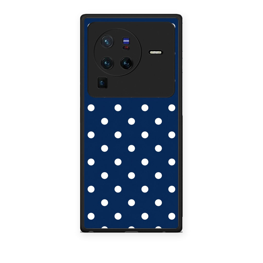 Θήκη Vivo X80 Pro 5G White Small Polka Dots on Navy από τη Smartfits με σχέδιο στο πίσω μέρος και μαύρο περίβλημα | Vivo X80 Pro 5G White Small Polka Dots on Navy case with colorful back and black bezels