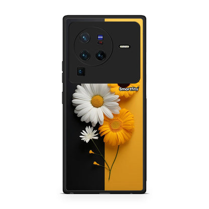 Vivo X80 Pro 5G Yellow Daisies θήκη από τη Smartfits με σχέδιο στο πίσω μέρος και μαύρο περίβλημα | Smartphone case with colorful back and black bezels by Smartfits
