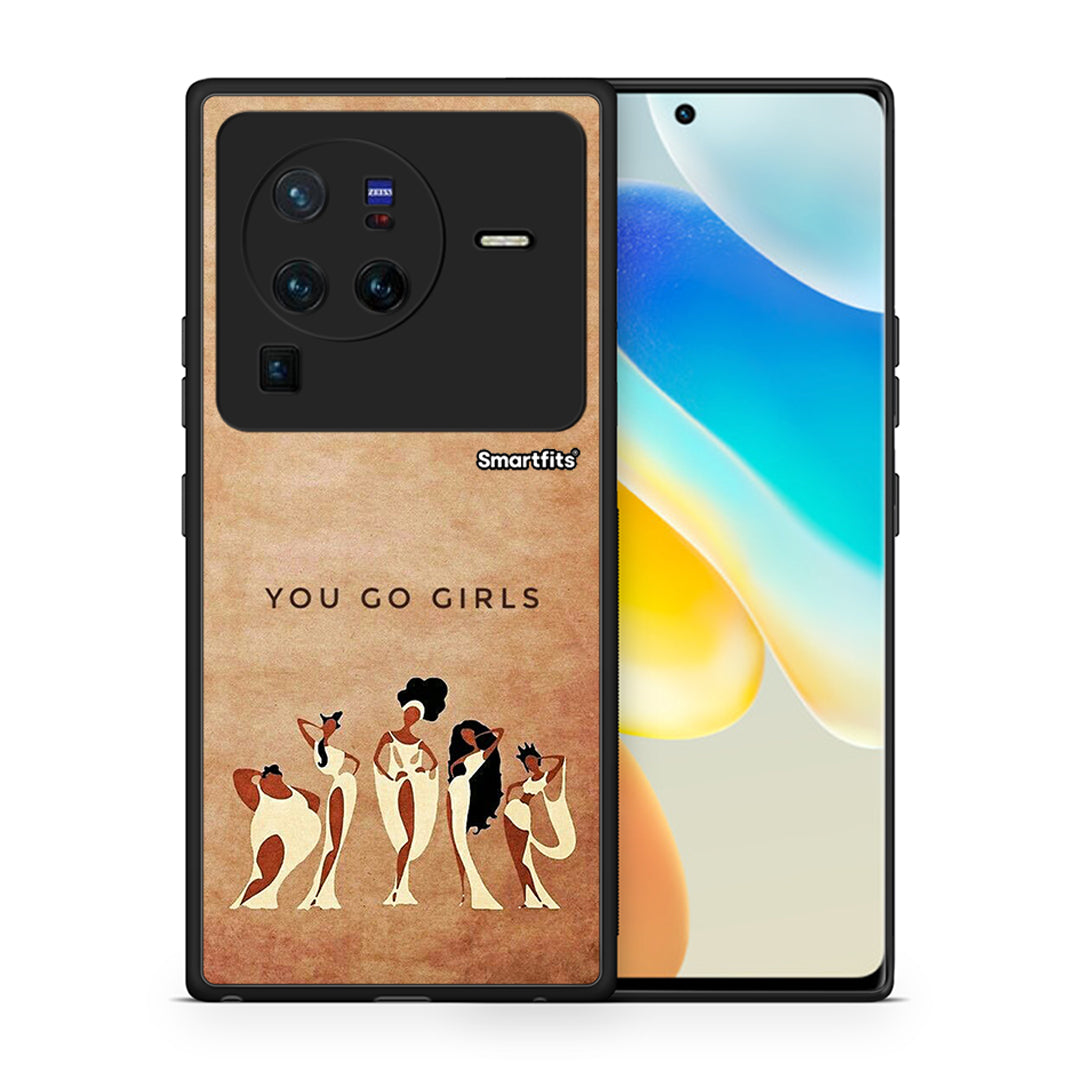 Θήκη Vivo X80 Pro 5G You Go Girl από τη Smartfits με σχέδιο στο πίσω μέρος και μαύρο περίβλημα | Vivo X80 Pro 5G You Go Girl case with colorful back and black bezels