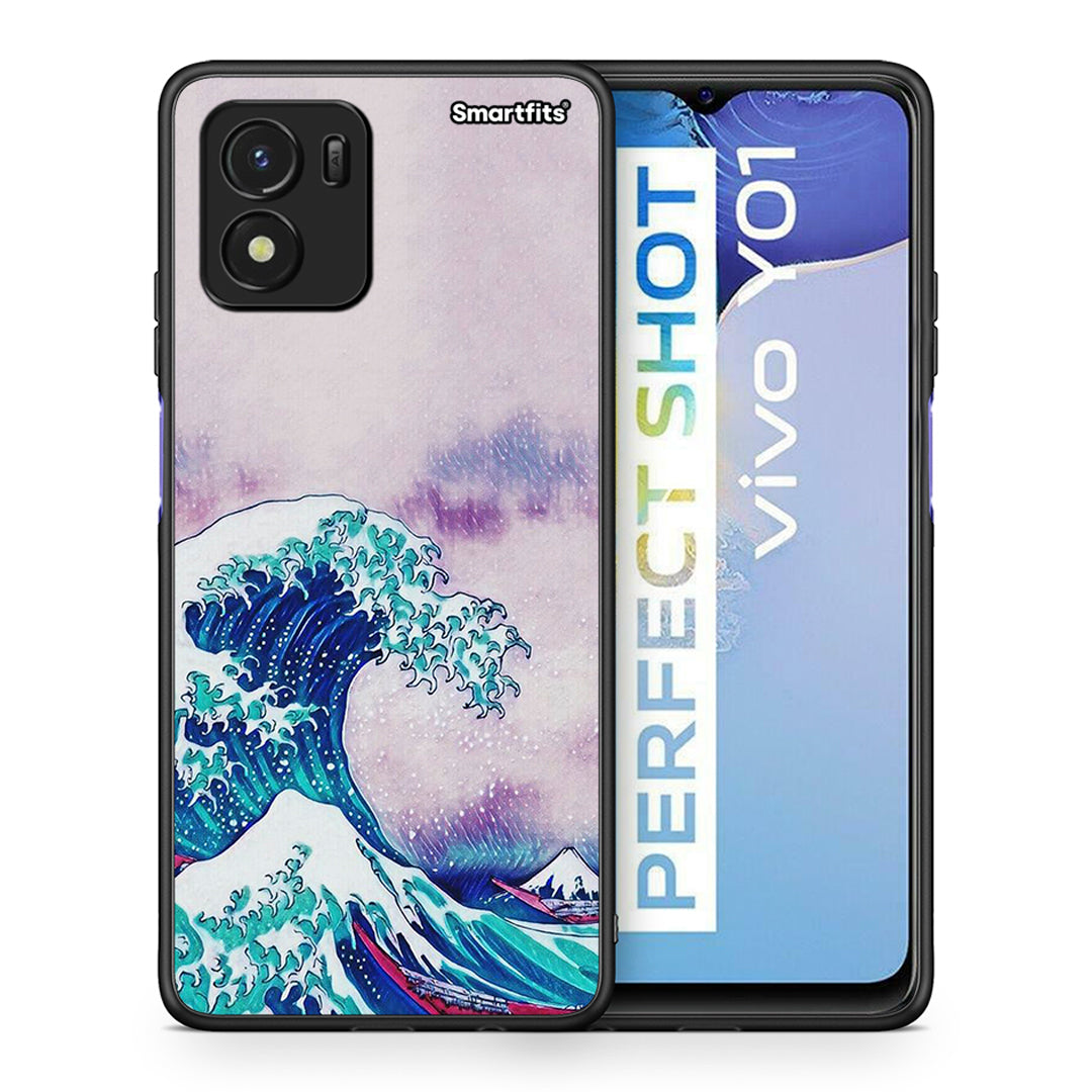 Θήκη Vivo Y01 / Y15s Blue Waves από τη Smartfits με σχέδιο στο πίσω μέρος και μαύρο περίβλημα | Vivo Y01 / Y15s Blue Waves case with colorful back and black bezels