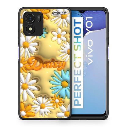 Θήκη Vivo Y01 / Y15s Bubble Daisies από τη Smartfits με σχέδιο στο πίσω μέρος και μαύρο περίβλημα | Vivo Y01 / Y15s Bubble Daisies case with colorful back and black bezels