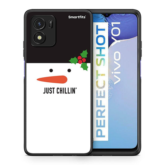 Θήκη Vivo Y01 / Y15s Christmas Chillin από τη Smartfits με σχέδιο στο πίσω μέρος και μαύρο περίβλημα | Vivo Y01 / Y15s Christmas Chillin case with colorful back and black bezels