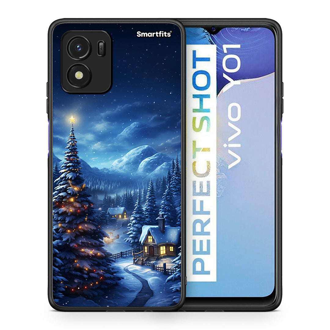 Θήκη Vivo Y01 / Y15s Christmas Scenery από τη Smartfits με σχέδιο στο πίσω μέρος και μαύρο περίβλημα | Vivo Y01 / Y15s Christmas Scenery case with colorful back and black bezels