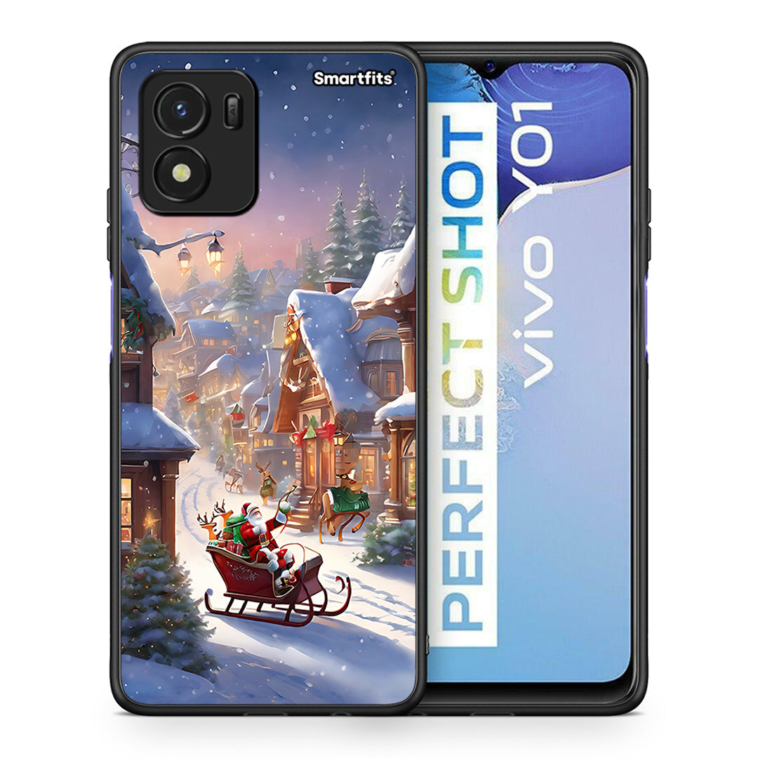 Θήκη Vivo Y01 / Y15s Christmas Snow από τη Smartfits με σχέδιο στο πίσω μέρος και μαύρο περίβλημα | Vivo Y01 / Y15s Christmas Snow case with colorful back and black bezels