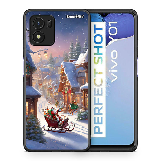 Θήκη Vivo Y01 / Y15s Christmas Snow από τη Smartfits με σχέδιο στο πίσω μέρος και μαύρο περίβλημα | Vivo Y01 / Y15s Christmas Snow case with colorful back and black bezels
