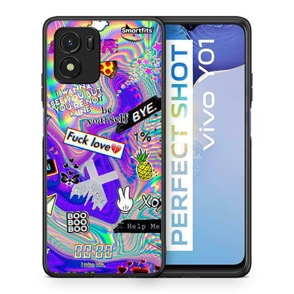 Θήκη Vivo Y01 / Y15s Game Over από τη Smartfits με σχέδιο στο πίσω μέρος και μαύρο περίβλημα | Vivo Y01 / Y15s Game Over case with colorful back and black bezels