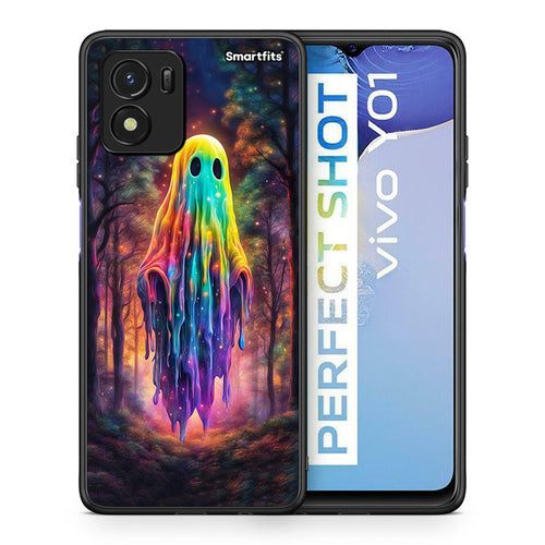 Θήκη Vivo Y01 / Y15s Halloween Ghost από τη Smartfits με σχέδιο στο πίσω μέρος και μαύρο περίβλημα | Vivo Y01 / Y15s Halloween Ghost case with colorful back and black bezels