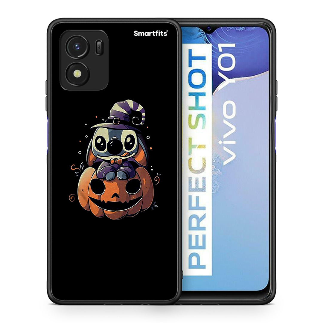 Θήκη Vivo Y01 / Y15s Halloween Stitch από τη Smartfits με σχέδιο στο πίσω μέρος και μαύρο περίβλημα | Vivo Y01 / Y15s Halloween Stitch case with colorful back and black bezels