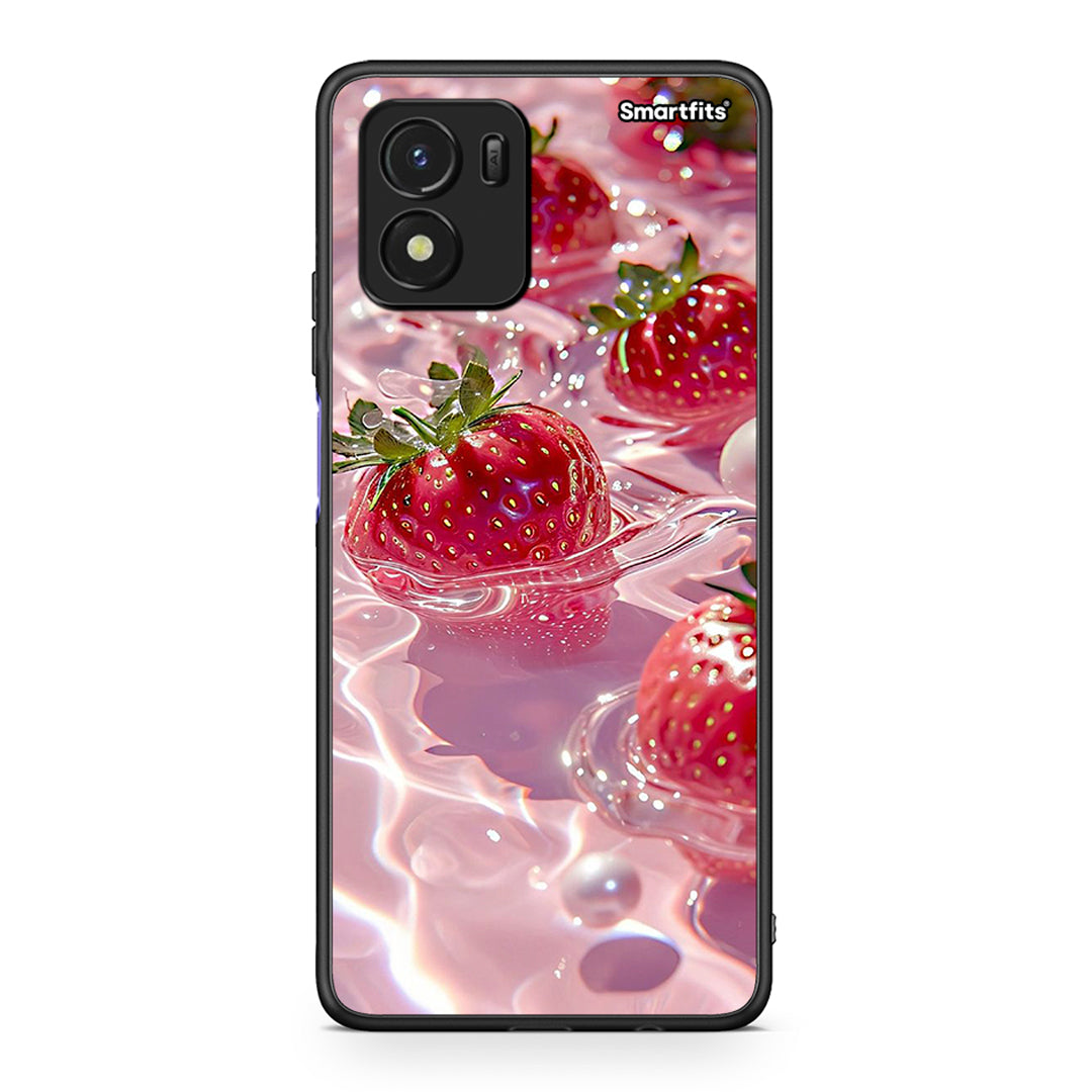 Vivo Y01 / Y15s Juicy Strawberries θήκη από τη Smartfits με σχέδιο στο πίσω μέρος και μαύρο περίβλημα | Smartphone case with colorful back and black bezels by Smartfits