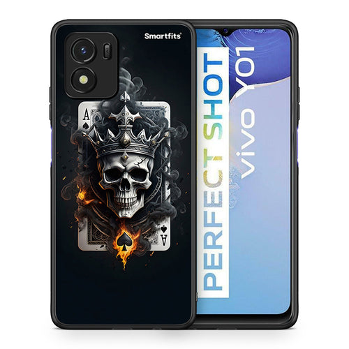 Θήκη Vivo Y01 / Y15s Skull King Ace από τη Smartfits με σχέδιο στο πίσω μέρος και μαύρο περίβλημα | Vivo Y01 / Y15s Skull King Ace case with colorful back and black bezels