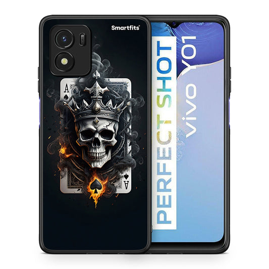 Θήκη Vivo Y01 / Y15s Skull King Ace από τη Smartfits με σχέδιο στο πίσω μέρος και μαύρο περίβλημα | Vivo Y01 / Y15s Skull King Ace case with colorful back and black bezels