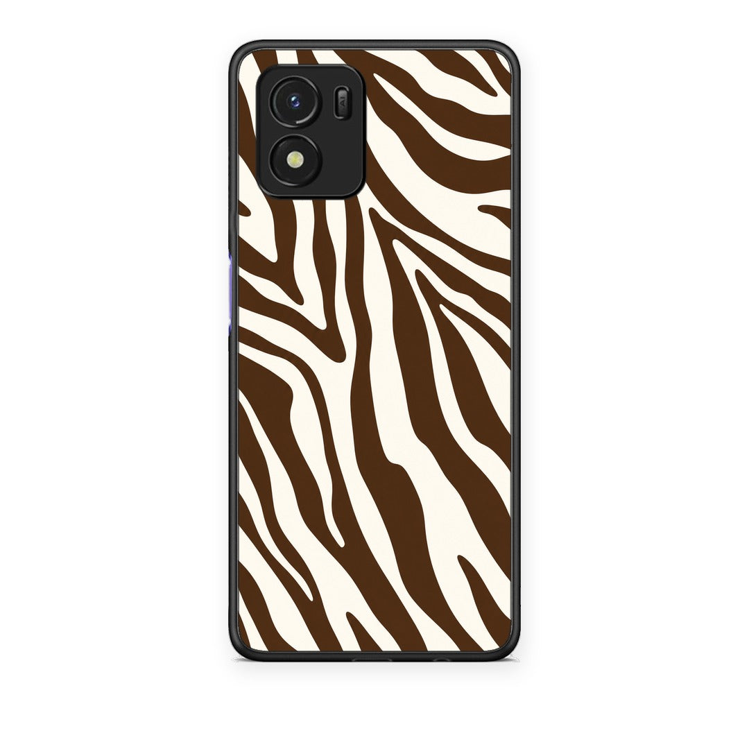 Θήκη Vivo Y01 / Y15s Brown and Cream Zebra Stripes από τη Smartfits με σχέδιο στο πίσω μέρος και μαύρο περίβλημα | Vivo Y01 / Y15s Brown and Cream Zebra Stripes case with colorful back and black bezels