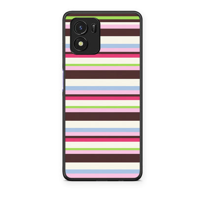 Θήκη Vivo Y01 / Y15s Multicolour Horizontal Stripes από τη Smartfits με σχέδιο στο πίσω μέρος και μαύρο περίβλημα | Vivo Y01 / Y15s Multicolour Horizontal Stripes case with colorful back and black bezels