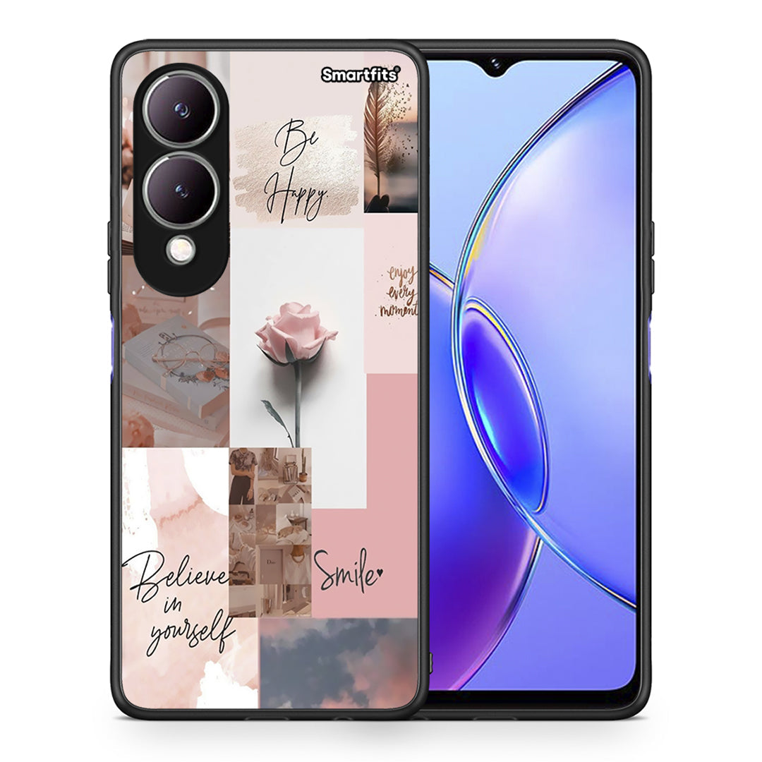 Θήκη Vivo Y17s Aesthetic Collage από τη Smartfits με σχέδιο στο πίσω μέρος και μαύρο περίβλημα | Vivo Y17s Aesthetic Collage case with colorful back and black bezels