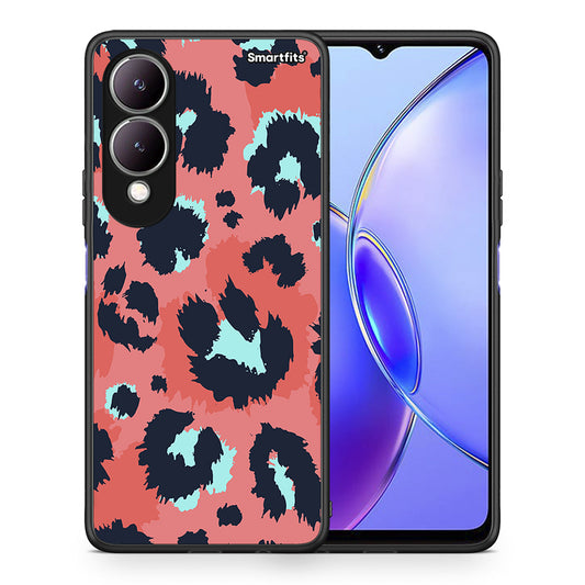 Θήκη Vivo Y17s Pink Leopard Animal από τη Smartfits με σχέδιο στο πίσω μέρος και μαύρο περίβλημα | Vivo Y17s Pink Leopard Animal case with colorful back and black bezels