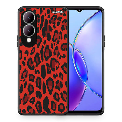 Θήκη Vivo Y17s Red Leopard Animal από τη Smartfits με σχέδιο στο πίσω μέρος και μαύρο περίβλημα | Vivo Y17s Red Leopard Animal case with colorful back and black bezels