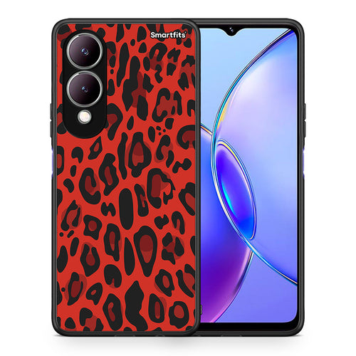 Θήκη Vivo Y17s Red Leopard Animal από τη Smartfits με σχέδιο στο πίσω μέρος και μαύρο περίβλημα | Vivo Y17s Red Leopard Animal case with colorful back and black bezels