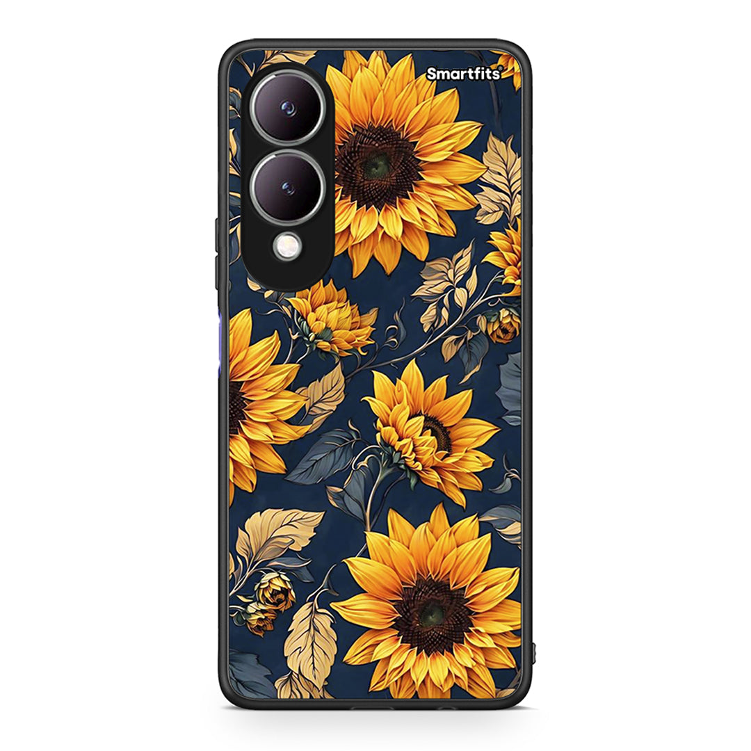 Vivo Y17s Autumn Sunflowers Θήκη από τη Smartfits με σχέδιο στο πίσω μέρος και μαύρο περίβλημα | Smartphone case with colorful back and black bezels by Smartfits