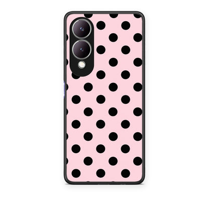 Θήκη Vivo Y17s Black Polka Dots on Pink από τη Smartfits με σχέδιο στο πίσω μέρος και μαύρο περίβλημα | Vivo Y17s Black Polka Dots on Pink case with colorful back and black bezels